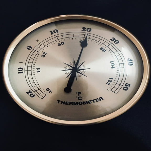 GAXIRE 1Pack Thermometer for Room Measurement Golden Metal 9x3.5in Round Indoor and Outdoor Use
