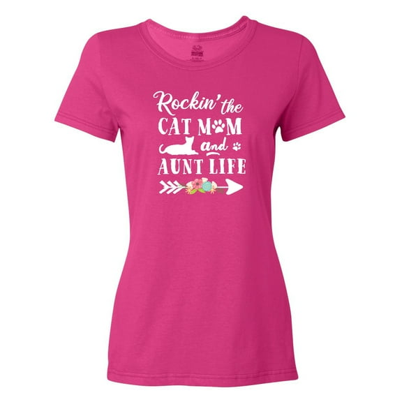 Inktastic Rockin' the Cat Mom and Aunt Life Women's T-Shirt