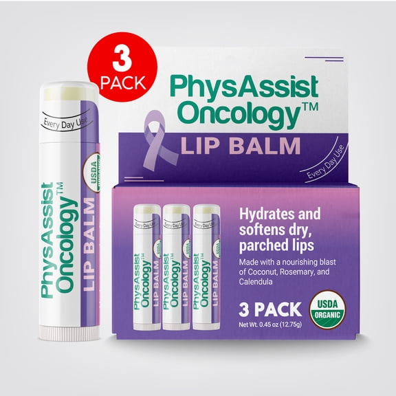 Oncology Lip Balm USDA Organic, Helps Restore, Hydrate Dry, Parched, Cracked Lips. Moisturizing, Nourishing Skin Therapy for People going thru Radiation, Chemotherapy and living with cancer 3Pack