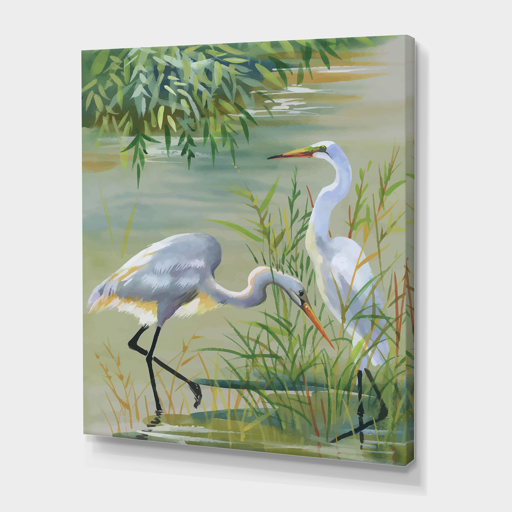 Designart ' Portrait Of Heron Birds I ' Traditional Canvas Wall Art Print