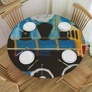 QKZF All Aboard Train Railroad Party SuppliesPlates Luncheon Napkins Cups and Table Cover with Birthday Candles 46-50