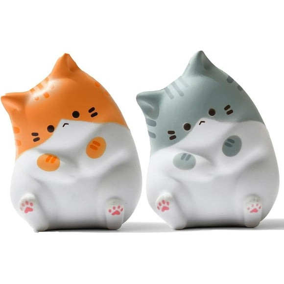 Hongkaii Cat Soft Sensory Toy Cute Stress Relief Toys Comfort Items for Anxiety Increase Entertainment for Party Gift Basket Stuffers ( Gray + Orange ) YD72-5245