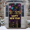 thumbnail image 5 of Banner de cubierta de puerta de feliz año nuevo 2025 Decoraciones de puerta de Nochevieja Gran pancarta colgante de fuegos artificiales coloridos de Año Nuevo, 5 of 5
