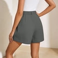 thumbnail image 6 of Women's Solid High Waist Pleated Shorts with Belt and Pockets, Elastic Casual Summer Style, 6 of 7