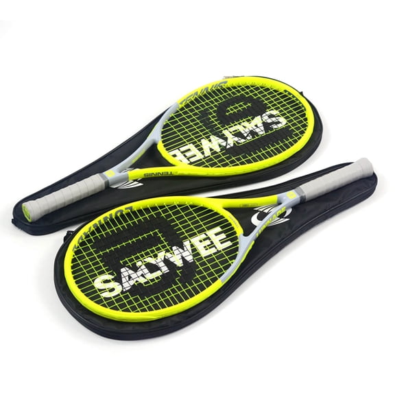 Carbon Fiber Tennis Racket, 50-60lbs Speed Control Design, Lightweight Fluorescent Green Racquet, Ideal Gift for Beginners Adult