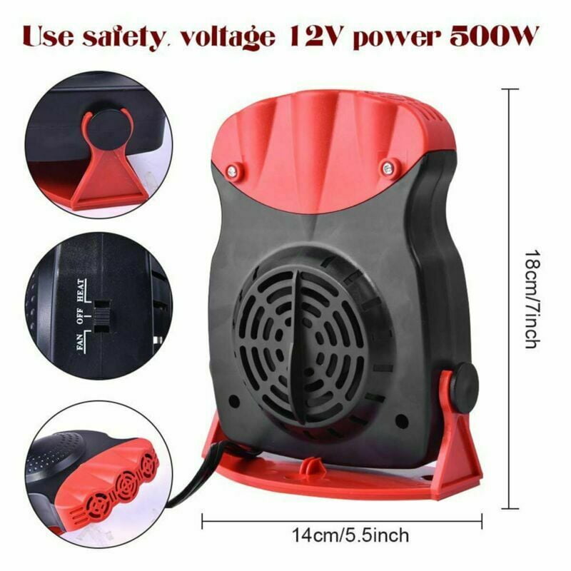 Portable Car Heater Car Defroster with Air Purification 12V 150W Auto Car 30 Seconds Fast Heating Defrost Defogger Demister Vehicle Ceramic Heater Fan for Windshield Red05 