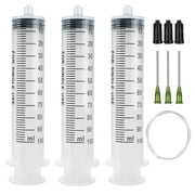 3 Pack 100ml Syringes with 55.1 Inch Tube and Needles 14G 1.5”, Sterile Syringe Individually Packaged for Labs, Liquid Measuring,Oil or Glue Applicator