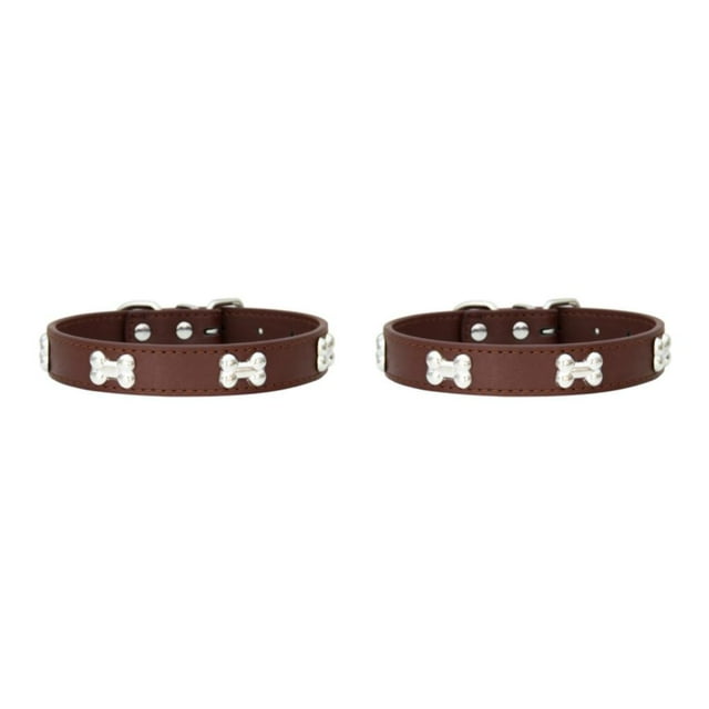relayinert Boucles Réglables en PU Élégant et Durable Tailles Multiples Disponibles Collier Chat PU Café 1.5*37cm 2Ensemble
