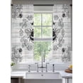 thumbnail image 2 of Vintage Bees Crowns Sheer Curtains 63 Inch Length 2 Panels Set Window Treatments, Retro Leaves Rings Gray Wooden Rod Pocket Semi Curtains for Living Room/Bedroom/Kitchen Décor, 104"W x 63"L, 2 of 7
