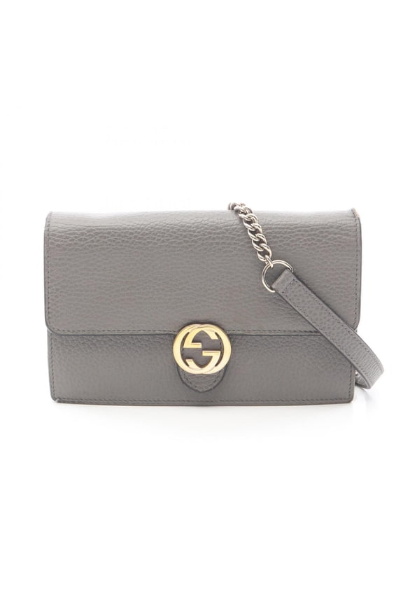 Pre-Owned Gucci Interlocking G Shoulder Bag Handbag Leather Women's Gray 510314