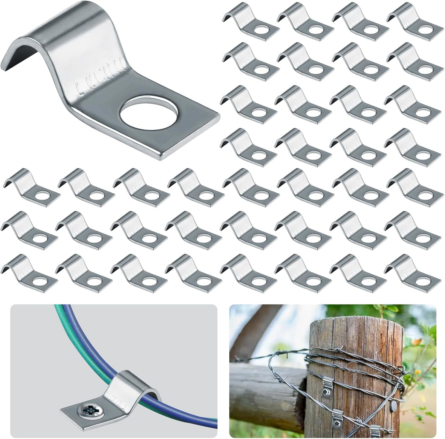 Suiwotin 60-Pack 1/4" Nylon Cable Clamps With Screws – R-Type Wire Clips For Cord Management (Black)