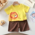 thumbnail image 2 of Zwiiyzr 0-6T Toddler Baby Boy Clothes Summer Home Clothing Round Neck Short Sleeved Shorts Two-Piece Set Khaki, 2 of 3