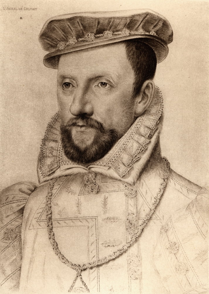Gaspard De Chatillon Count De Coligny 1519-72 French Protestant Leader And Admiral Of France From An Engraving After A Drawing Attritbuted To Francois Clouet Canvas Art - Ken Welsh Design Pics (24 x