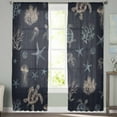 thumbnail image 3 of Navy Blue Coastal Semi Sheer Curtains 96 Inch Length 2 Panels Set,Nautical Summer Beach Sea Turtle Starfish Sheer Kitchen Curtain Privacy Voile Window Curtain for Living Room Rod Pocket Drapes, 3 of 7