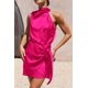 thumbnail image 4 of Vestido PRETTYGARDEN de satén sin mangas con cuello simulado y cinturón ajustable, talla pequeña, 4 of 8