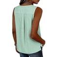 thumbnail image 4 of RQYYD Womens Sleeveless Asymmetric Neck Tops Casual Striped Blouses Button Front Tank Tee Shirts Daily Clothes, 4 of 6