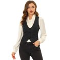 thumbnail image 1 of INSPIRE CHIC Chaleco vintage para mujer con botones Steampunk Jacquard sin mangas Negro S, 1 of 5