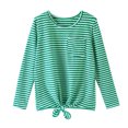 thumbnail image 3 of HILEELANG Girls Long Sleeve Shirts 4-Pack, 100% Cotton, Red Green White Stripe, Size 5-16Y, 3 of 10