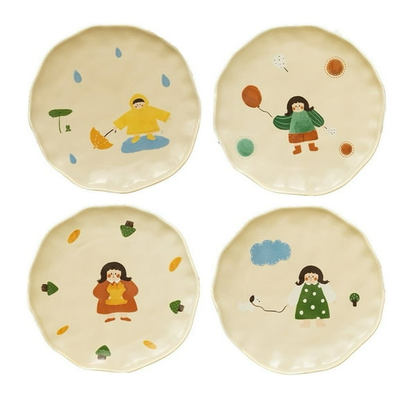 UUBLKH INS Cuencos Plato for Frutas, Plato de Pan, Ensalada, Platos de Postre, Cerámica Resistente y Apilable, Juego de 2 Cuencos de Cerámica, Suministros de Cocina