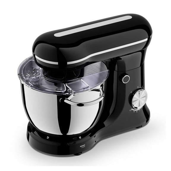 4.5L Stand Mixer with Timer, 10 Speed Tilt-Head Food Mixer, Stainless Steel Bowl, Planetary Mixing System, Powerful Motor with Thermal Protector, Dough Hook Beater Whisk Set, for Baking, black