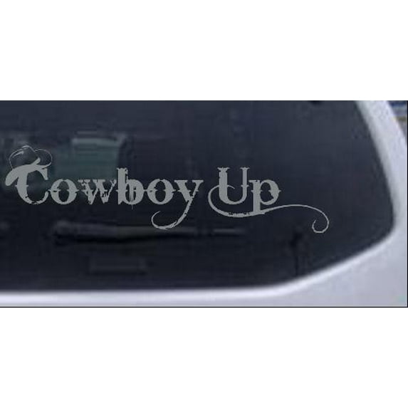 Cowboy Up With Hat Car or Truck Window Decal Sticker