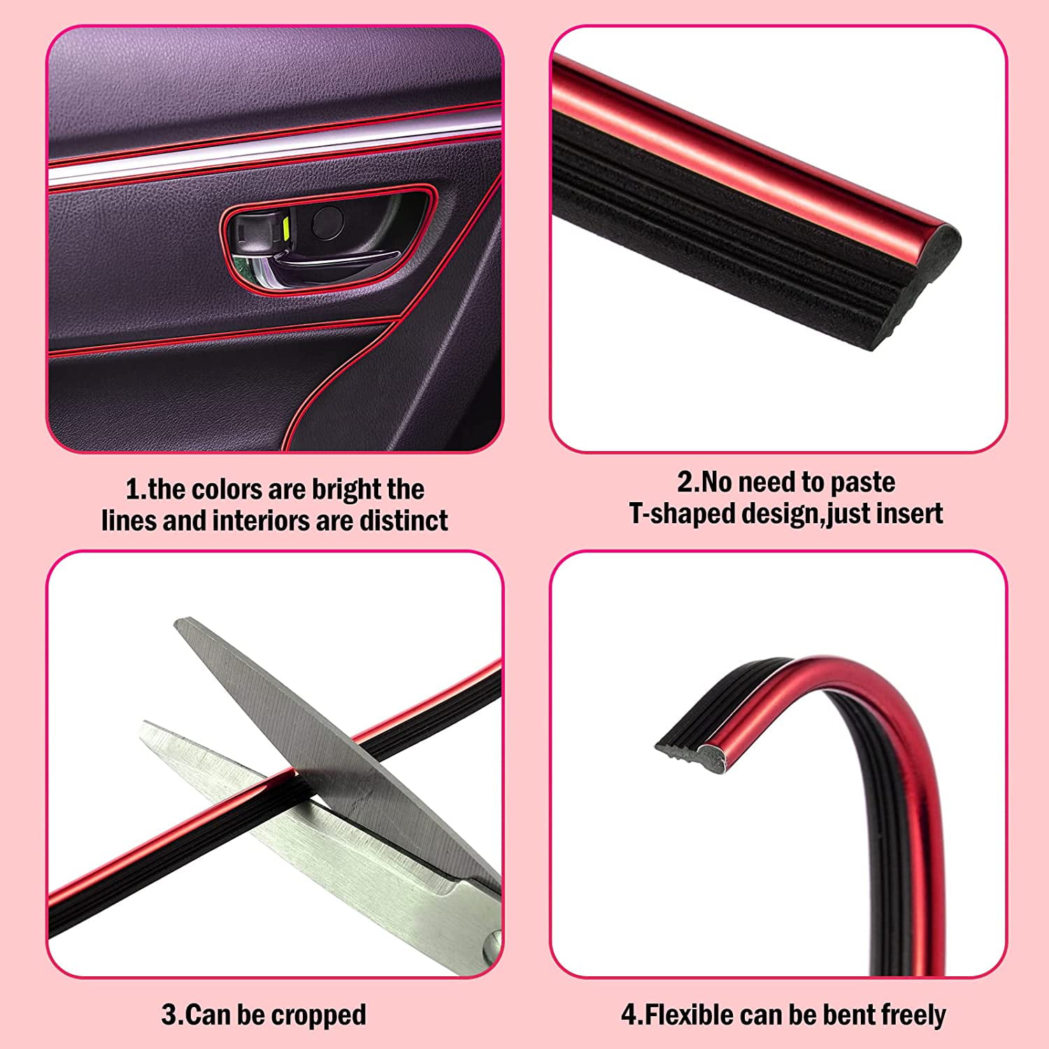 3/5m Car Styling Universal Diy Flexible Interior Molding Trim Strips Auto  Accessories Decoration Strips Dashboard Edge Stickers