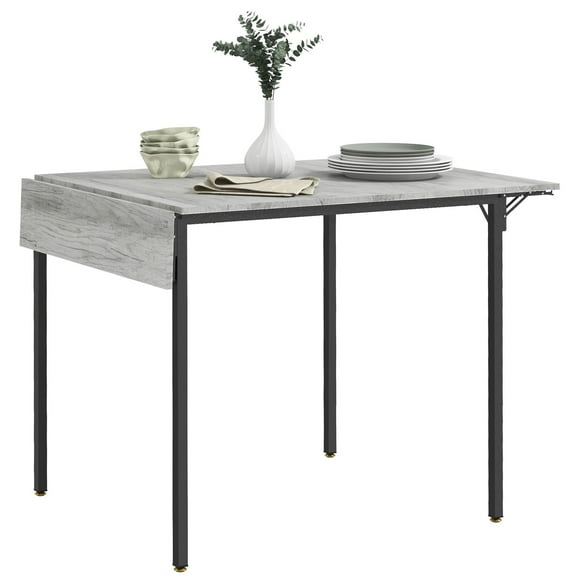 HOMCOM Folding Dining Table, Drop Leaf Table for Small Space, Grey