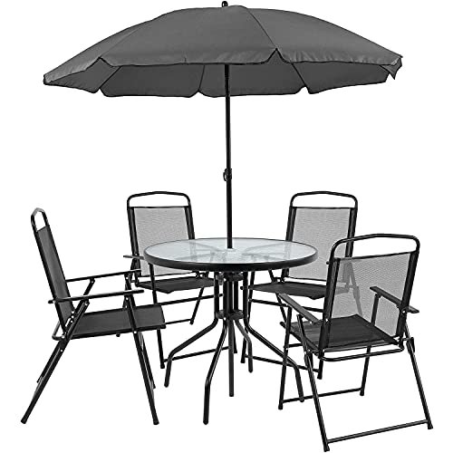 ABCCANOPY Patio Furniture Dining Set with 6FT Umbrella?6 Piece Outdoor