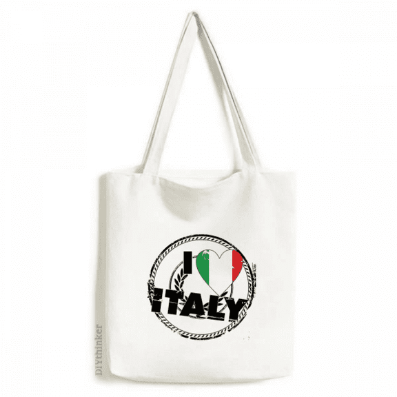 I Love Italy Word Flag Love Heart Pattern Tote Canvas Bag Shopping Satchel Casual Handbag