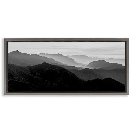 Stupell Industries Misty Sky Open Mountain Landscape Landscape Photography Gray Floater Framed Canvas Art Print Wall Art 25 x 11