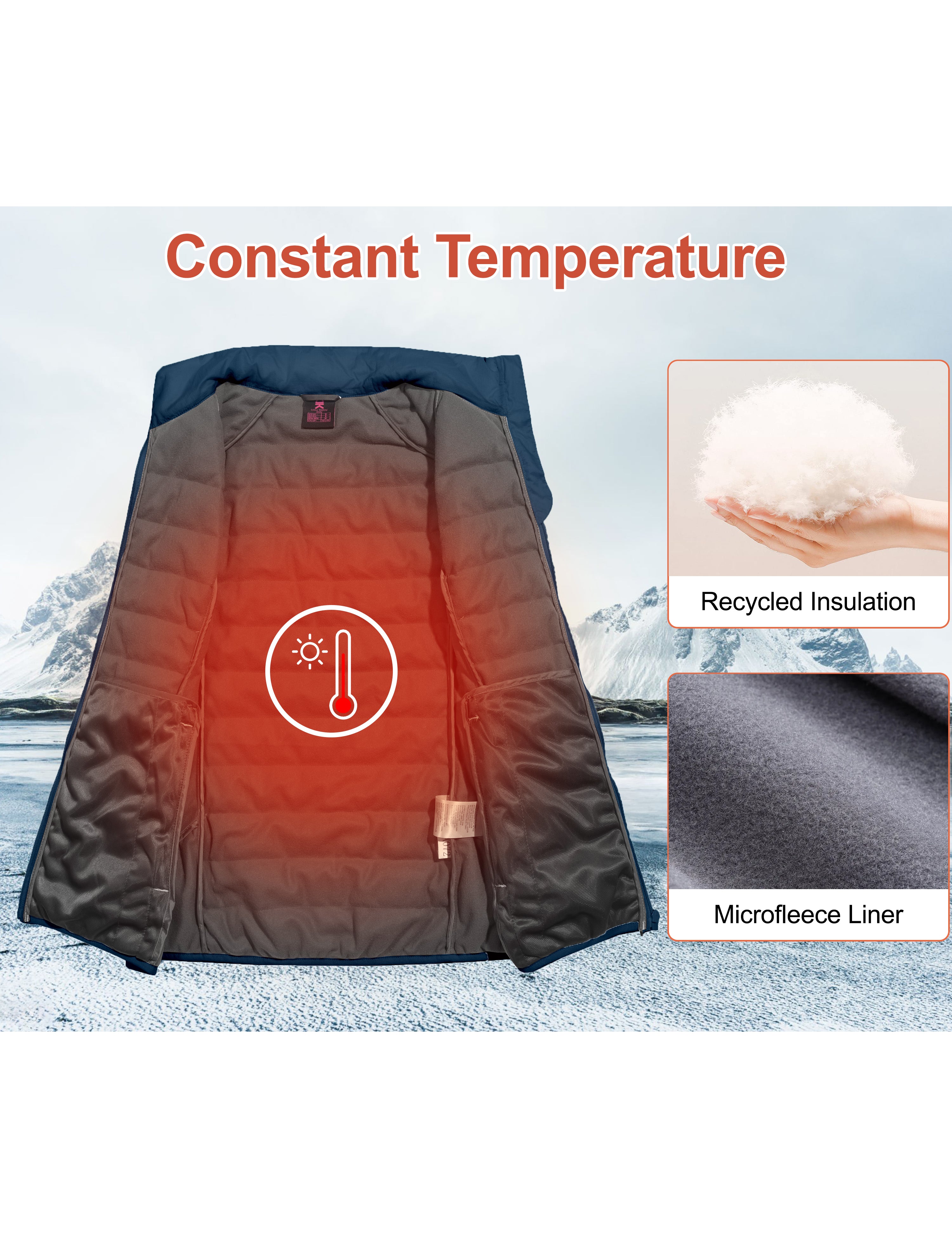 Little Donkey Andy Women's Packable Lightweight Puffer Vest with Recycled Insulation for Running Hiking Bluesteel L