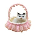 thumbnail image 2 of 5.1in Realistic Plush Cat in Basket, Lifelike Stuffed Kitten Toy with Lace Decoration, Cozy Home Ornament and Office Desk Decor, Cute Birthday Christmas Holiday Gift for Kids Girls Boys Friends, 2 of 7