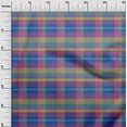 thumbnail image 2 of oneOone Cotton Jersey Blue Fabric Madras Check Craft Projects Decor Fabric Printed By The Yard 58 Inches Wide, 2 of 4