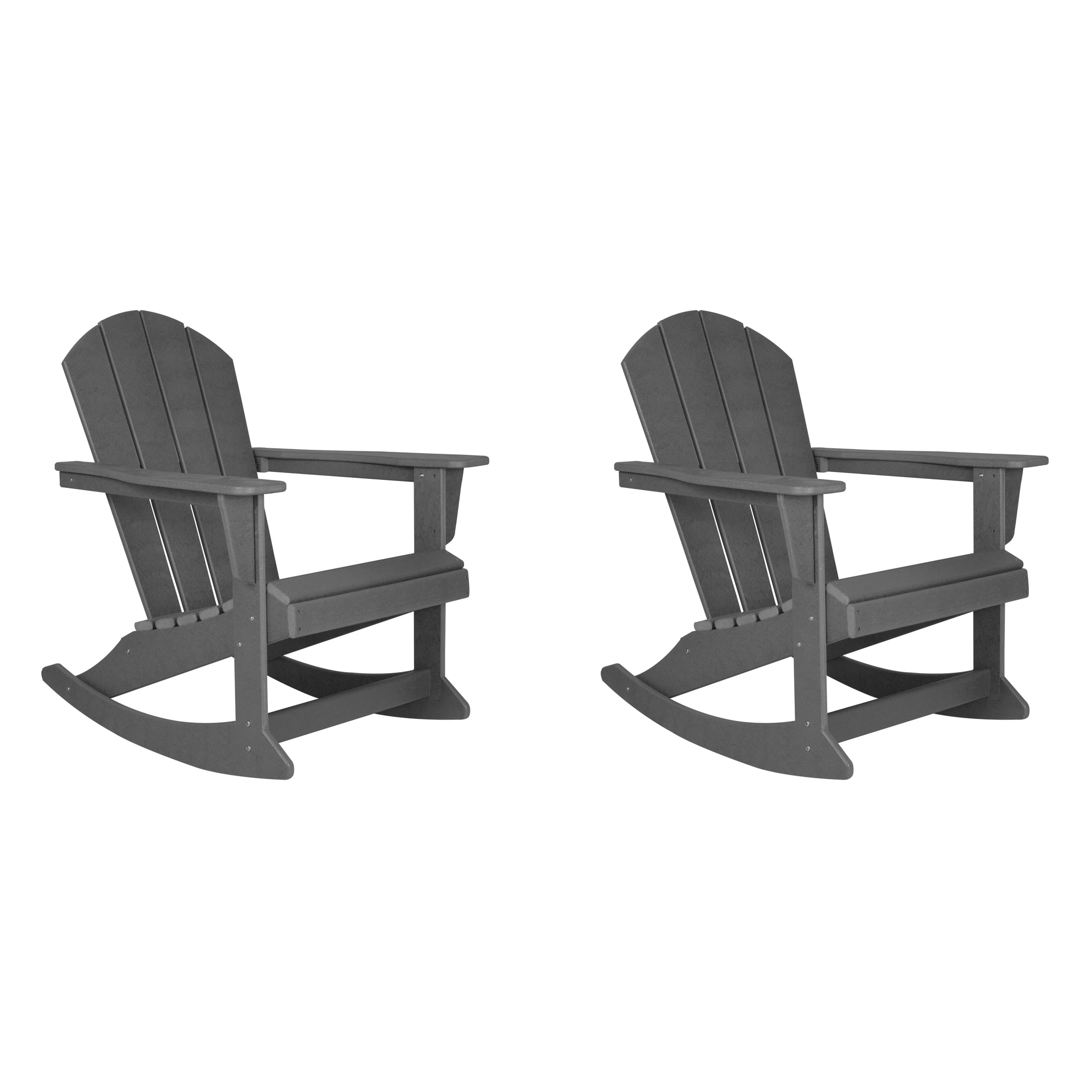GARDEN Set of 2 - Plastic Outdoor Rocking Chairs for Patio Porch, Gray