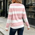 thumbnail image 4 of ZHYou Womens Long Sleeve Tops Striped Crew Neck Baggy Fit Color Block Casual Pullover Shirts for Daily Wear,Pink,Size XL, 4 of 7