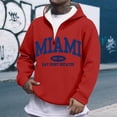 thumbnail image 1 of MHFRRA Sudadera con Capucha y Cremallera de Un Cuarto con Estampado de Letras, Suave, para Uso Diario, Cómoda, Ligera, Deportiva E Informal Rojo, 1 of 3