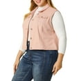 thumbnail image 6 of Agnes Orinda Women's Plus Size Casual Button Sleeveless Denim Vest Jacket 3X Pink, 6 of 8