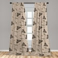 thumbnail image 4 of Ambesonne Boho Moth Curtains, Moon Wingy Animal Pattern, Pair of 28"x63", Pale Mustard Chocolate, 4 of 5