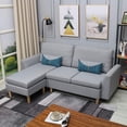 thumbnail image 3 of Sectional Sofa, L-Shape Sectional Couch with Reversible Chaise, Couches and Sofas with Modern Linen Fabric for Small Space (Grey-Blue), 3 of 8