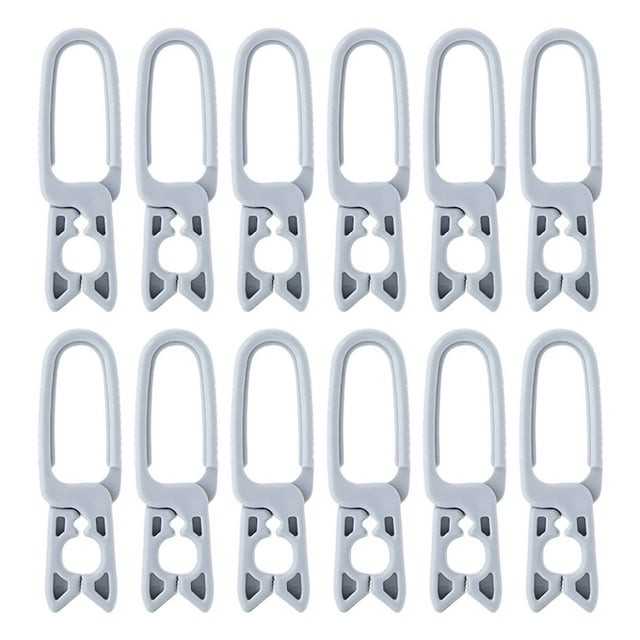 12 piezas de perchas multifuncionales para calcetines, tendedero, pinzas de sujeción para ligas Gris