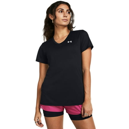 Women's Under Armour Tech™ V-Neck Short Sleeve Tee Color: Black Twist Size: X SMALL