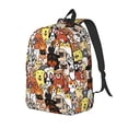 thumbnail image 1 of Wukai Cats & Dogs Group Print Durable Canvas Laptop Backpack - Adjustable Shoulder Straps, Water-Resistant, Large Capacity, Unisex for School, Office-Small, 1 of 5