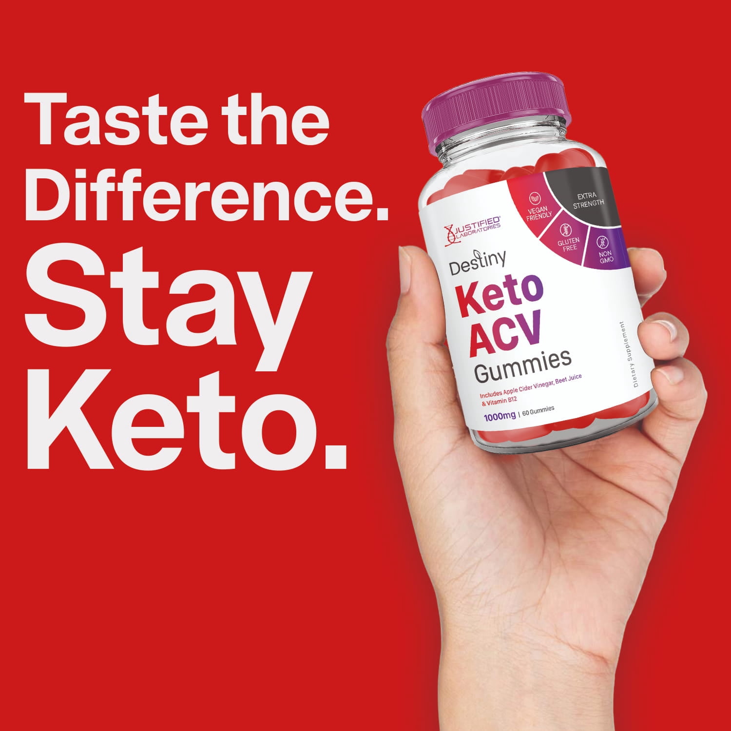 Destiny Keto ACV Gummies 1000MG Dietary Supplement 60 Gummys