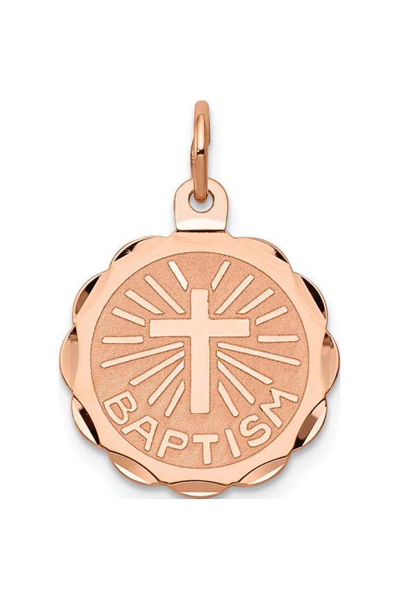 14K Rose Gold Baptism Charm (22 X 16) Made In United States xac887