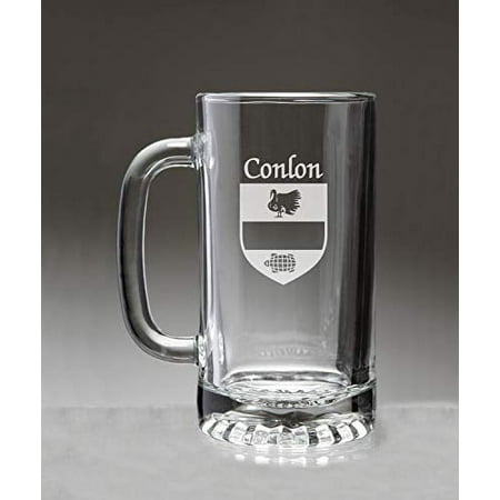 

Conlon Irish Coat of Arms Glass Beer Mug (Sand Etched)
