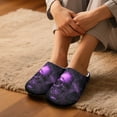 thumbnail image 5 of FUIALDOLG Halloween Indoor Slippers for Women Purple Gothic Skull Print Lightweight House Bedroom Closed Toe Warm Slipper Shoes Trendy Gift Slippers, 5 of 7