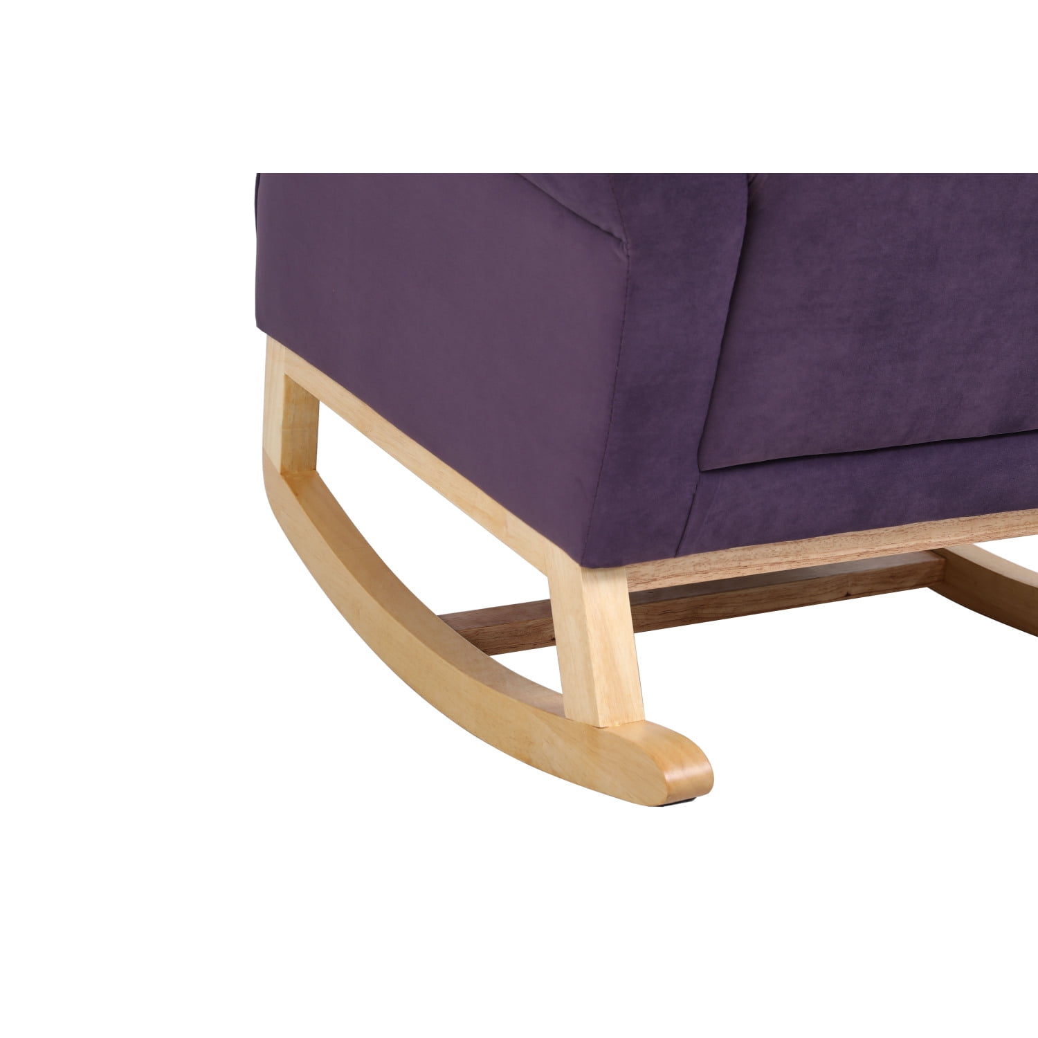 Living Room Rocking Chair, Modern Velvet Upholstered Accent Rocker Chair with Padded Seat and Wood Legs, High Back Glider Rocking Arm Chair for Nursery Baby Room Bedroom, Purple