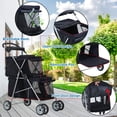 thumbnail image 6 of CL.HPAHKL Double Decker Pet Stroller for 2 Small Pets, 4 Wheels Folding Dog Cart with Mesh Window & Rear Brake, Lightweight Portable Travel Dog Carriage Stroller, Black, 6 of 7