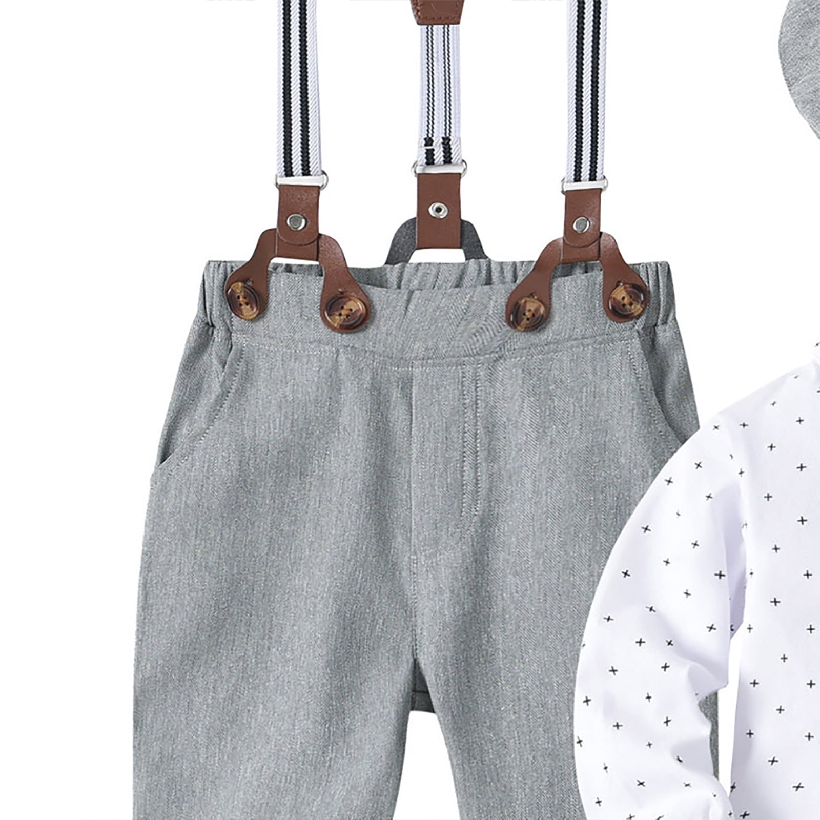 Ketyyh-chn99 Tuxedo For Baby Boy 9-12 Months Baby Boy Clothes Suit Toddler Outfits Formal Dress Waistcoat Pants Hat Bow Tie Set Size for 9-12 Months,Grey