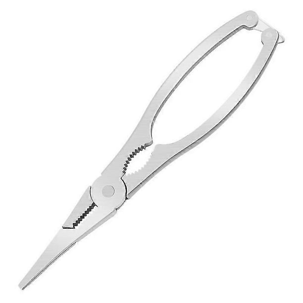 Tijeras de acero inoxidable para cangrejos y langostas, pinzas para patas de cangrejo, cascanueces y mariscos (plata)